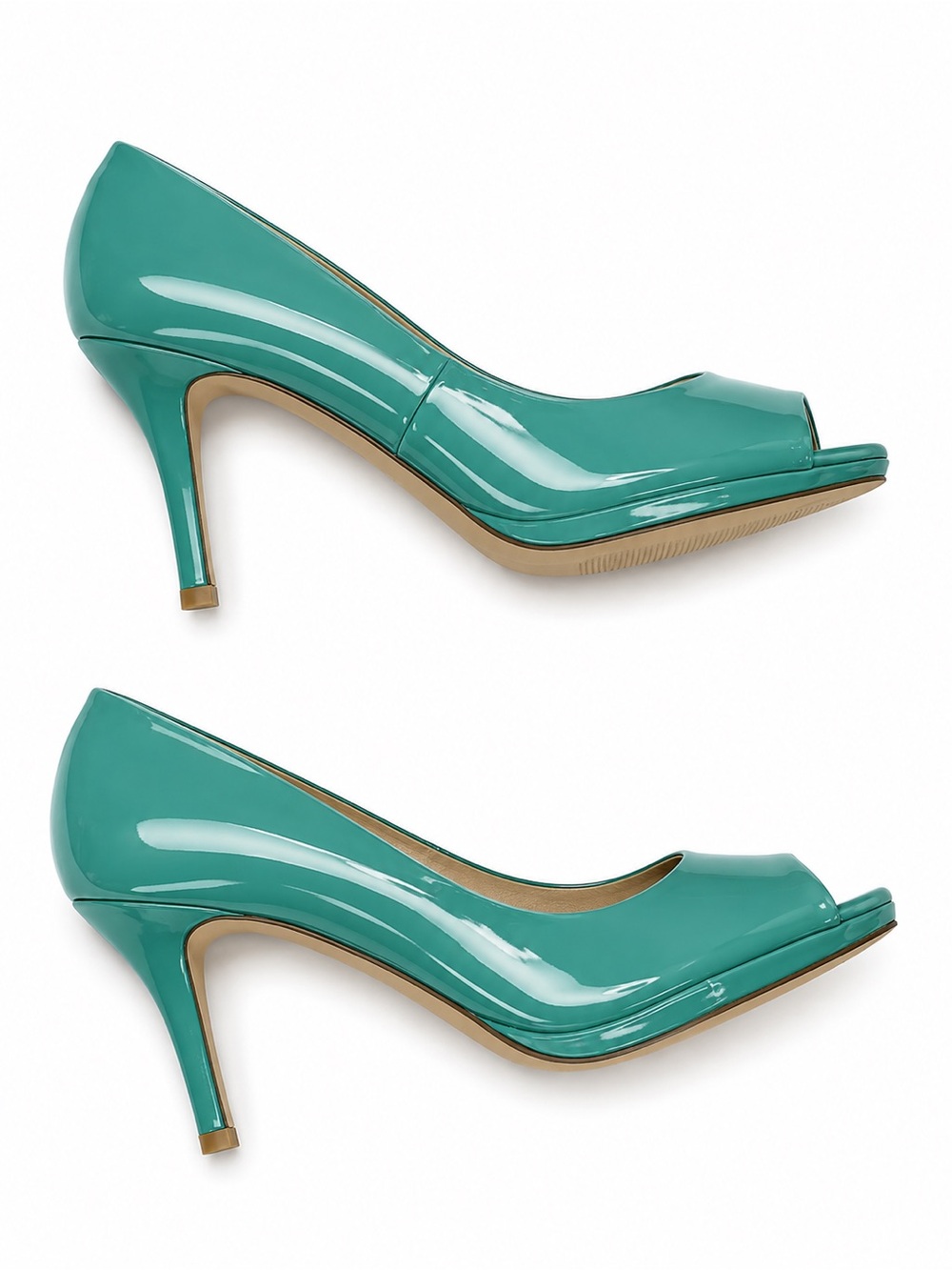 4 inch Elegant Teal Peep-Toe Heels